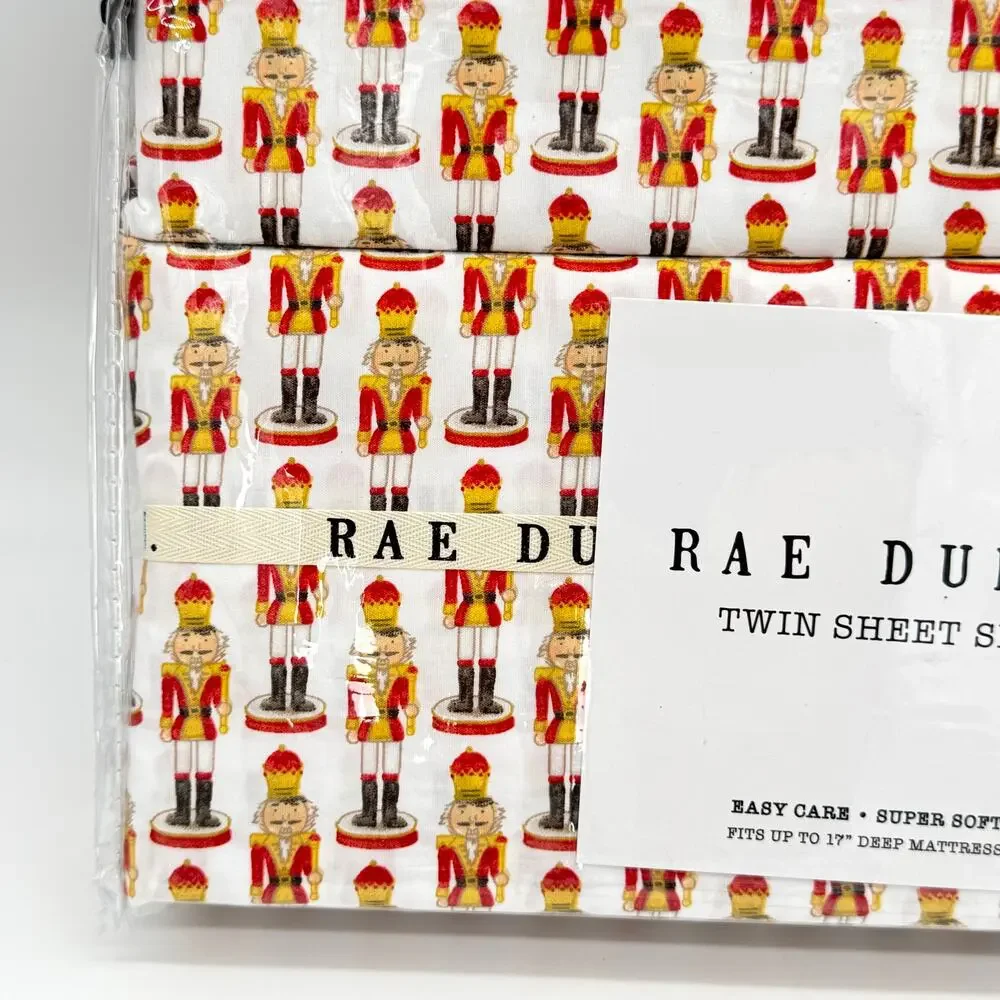 Rae Dunn 3 pc TWIN Nutcracker Sheet Set Christmas NEW